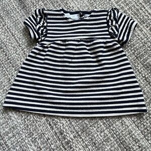 Zara baby girl striped short sleeve dress 3-6 months navy‎ ruffle beach casual